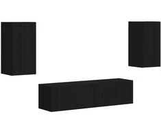 TV staliukas TV spintelių komplektas 4 pcs Juoda Apdirbta mediena