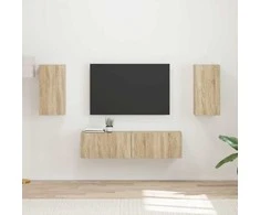 TV staliukas TV spintelių komplektas 4 pcs Sonoma ąžuolas Apdirbta mediena