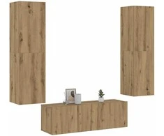 TV staliukas 3 dalių sieninis televizoriaus spintelės komplektas Artisan Oak