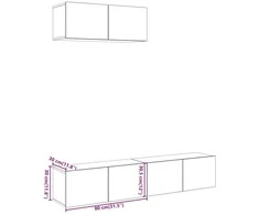TV staliukas 3 dalių sieninis televizoriaus spintelės komplektas Artisan Oak