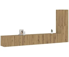 TV staliukas 3 dalių sieninis televizoriaus spintelės komplektas Artisan Oak