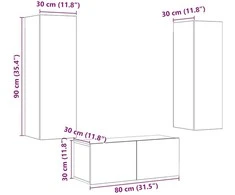 TV staliukas 3 dalių sieninis televizoriaus spintelės komplektas Artisan Oak