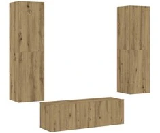 TV staliukas 3 dalių sieninis televizoriaus spintelės komplektas Artisan Oak