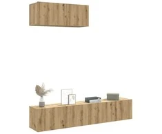 TV staliukas 3 dalių sieninis televizoriaus spintelės komplektas Artisan Oak