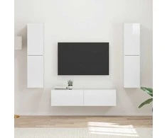TV staliukas TV spintelių komplektas 6 pcs Aukštai blizganti balta