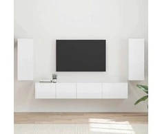 TV staliukas TV spintelių komplektas 4 pcs Aukštai blizganti balta