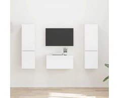 TV staliukas TV spintelių komplektas 5 pcs Aukštai blizganti balta