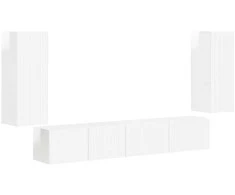 TV staliukas TV spintelių komplektas 4 pcs Aukštai blizganti balta