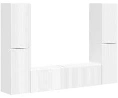 TV staliukas TV spintelių komplektas 6 pcs Balta Apdirbta mediena