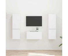TV staliukas TV spintelių komplektas 5 pcs Balta Apdirbta mediena