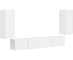 TV staliukas TV spintelių komplektas 4 pcs Balta Apdirbta mediena