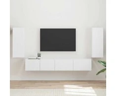 TV staliukas TV spintelių komplektas 4 pcs Balta Apdirbta mediena
