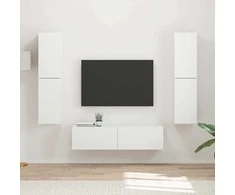 TV staliukas TV spintelių komplektas 6 pcs Balta Apdirbta mediena