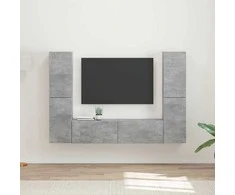 TV staliukas TV spintelių komplektas 6 pcs Betono pilka Apdirbta mediena