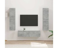 TV staliukas TV spintelių komplektas 6 pcs Betono pilka Apdirbta mediena