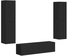 TV staliukas TV spintelių komplektas 6 pcs Juoda Apdirbta mediena