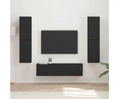 TV staliukas TV spintelių komplektas 6 pcs Juoda Apdirbta mediena
