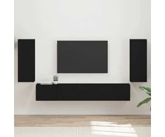 TV staliukas TV spintelių komplektas 4 pcs Juoda Apdirbta mediena
