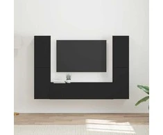 TV staliukas TV spintelių komplektas 6 pcs Juoda Apdirbta mediena