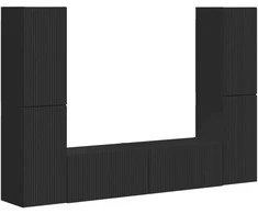 TV staliukas TV spintelių komplektas 6 pcs Juoda Apdirbta mediena