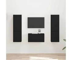 TV staliukas TV spintelių komplektas 5 pcs Juoda Apdirbta mediena