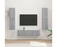 TV staliukas TV spintelių komplektas 6 pcs Pilkas Sonoma Apdirbta mediena