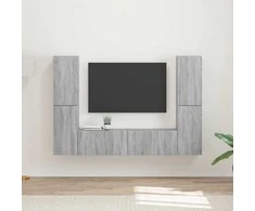 TV staliukas TV spintelių komplektas 6 pcs Pilkas Sonoma Apdirbta mediena