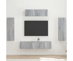 TV staliukas Televizoriaus spintelė 5 pcs Pilkas Sonoma