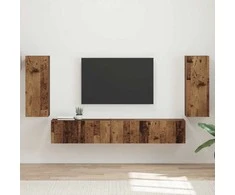 TV staliukas TV spintelių komplektas 4 pcs Senas medis Apdirbta mediena