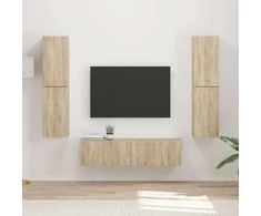 TV staliukas TV spintelių komplektas 6 pcs Sonoma ąžuolas Apdirbta mediena