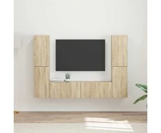TV staliukas TV spintelių komplektas 6 pcs Sonoma ąžuolas Apdirbta mediena
