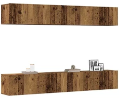 TV staliukas 4 dalių prie sienos tvirtinamas televizoriaus spintelių komplektas, senos medienos drožlės, 100x30x30 cm