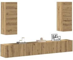 TV staliukas 4 dalių sieninis televizoriaus spintelės komplektas Artisan Oak