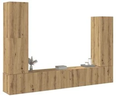 TV staliukas 4 dalių sieninis televizoriaus spintelės komplektas Artisan Oak
