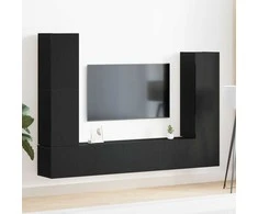 TV staliukas TV spintelių komplektas 6 pcs Juodas ąžuolas Apdirbta mediena