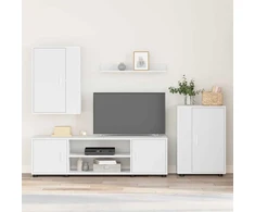 TV staliukas TV spintelių komplektas 4 pcs Balta Apdirbta mediena
