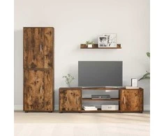 TV staliukas TV spintelių komplektas 4 pcs Rūkyto ąžuolo Apdirbta mediena
