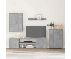 TV staliukas TV spintelių komplektas 4 pcs Betono pilka Apdirbta mediena