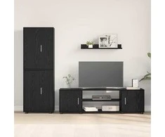 TV staliukas TV spintelių komplektas 4 pcs Juodas ąžuolas Apdirbta mediena