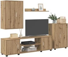 TV staliukas TV spintelių komplektas 4 pcs Amatininkų ąžuolas