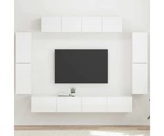 TV staliukas Televizoriaus spintelė 8 pcs Aukštai blizganti balta