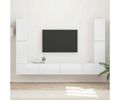 TV staliukas TV spintelių komplektas 8 pcs Aukštai blizganti balta