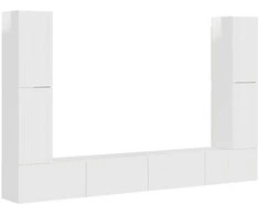 TV staliukas TV spintelių komplektas 8 pcs Aukštai blizganti balta