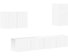 TV staliukas TV sieninio kabineto komplektas 4 pcs Balta Apdirbta mediena