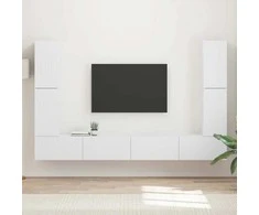 TV staliukas TV spintelių komplektas 8 pcs Balta Apdirbta mediena
