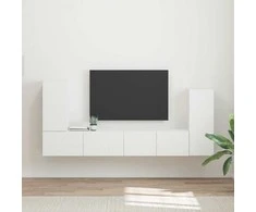 TV staliukas TV spintelių komplektas 4 pcs Balta Apdirbta mediena