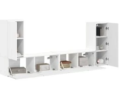 TV staliukas TV spintelių komplektas 4 pcs Balta Apdirbta mediena