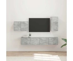 TV staliukas TV sieninio kabineto komplektas 4 pcs Betono pilka