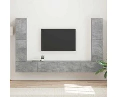 TV staliukas TV spintelių komplektas 8 pcs Betono pilka Apdirbta mediena