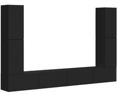 TV staliukas TV spintelių komplektas 8 pcs Juoda Apdirbta mediena
